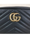 GUCCI GG Marmont Mini Camera Bag in Black Matelasse Chevron Leather – GHW
