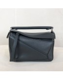 LOEWE Mini Puzzle Edge Bag with Shoulder Strap in Black Classic Calfskin – SHW