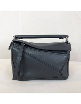 LOEWE Mini Puzzle Edge Bag with Shoulder Strap in Black Classic Calfskin – SHW