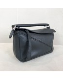 LOEWE Mini Puzzle Edge Bag with Shoulder Strap in Black Classic Calfskin – SHW