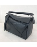 LOEWE Mini Puzzle Edge Bag with Shoulder Strap in Black Classic Calfskin – SHW