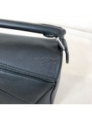 LOEWE Mini Puzzle Edge Bag with Shoulder Strap in Black Classic Calfskin – SHW