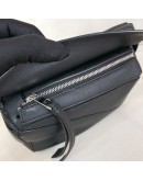 LOEWE Mini Puzzle Edge Bag with Shoulder Strap in Black Classic Calfskin – SHW
