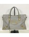 BALENCIAGA Small City Bag with Shoulder Strap in Grey Calfskin – GHW
