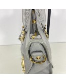 BALENCIAGA Small City Bag with Shoulder Strap in Grey Calfskin – GHW