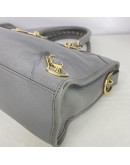 BALENCIAGA Small City Bag with Shoulder Strap in Grey Calfskin – GHW