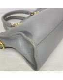 BALENCIAGA Small City Bag with Shoulder Strap in Grey Calfskin – GHW