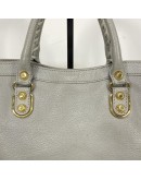 BALENCIAGA Small City Bag with Shoulder Strap in Grey Calfskin – GHW