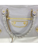 BALENCIAGA Small City Bag with Shoulder Strap in Grey Calfskin – GHW
