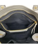 BALENCIAGA Small City Bag with Shoulder Strap in Grey Calfskin – GHW