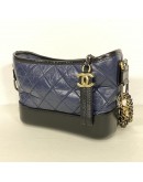 CHANEL Small Gabrielle Hobo Bag in Blue/Black Aged Calfskin – Tri Tone Hardware (26 Series – Year 2019)