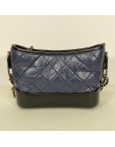 CHANEL Small Gabrielle Hobo Bag in Blue/Black Aged Calfskin – Tri Tone Hardware (26 Series – Year 2019)