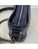 CHANEL Small Gabrielle Hobo Bag in Blue/Black Aged Calfskin – Tri Tone Hardware (26 Series – Year 2019)