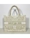 CHRISTIAN DIOR Medium Book Tote in Around the World Motif – Latte/Gold Embroidery (Year 2023)