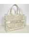 CHRISTIAN DIOR Medium Book Tote in Around the World Motif – Latte/Gold Embroidery (Year 2023)