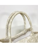 CHRISTIAN DIOR Medium Book Tote in Around the World Motif – Latte/Gold Embroidery (Year 2023)