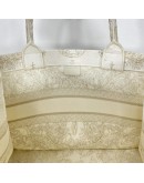 CHRISTIAN DIOR Medium Book Tote in Around the World Motif – Latte/Gold Embroidery (Year 2023)