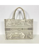 CHRISTIAN DIOR Medium Book Tote in Toile de Jouy – Ecru/Grey Embroidery (Year 2022)