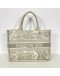 CHRISTIAN DIOR Medium Book Tote in Toile de Jouy – Ecru/Grey Embroidery (Year 2022)