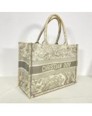 CHRISTIAN DIOR Medium Book Tote in Toile de Jouy – Ecru/Grey Embroidery (Year 2022)