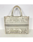 CHRISTIAN DIOR Medium Book Tote in Toile de Jouy – Ecru/Grey Embroidery (Year 2022)