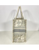CHRISTIAN DIOR Medium Book Tote in Toile de Jouy – Ecru/Grey Embroidery (Year 2022)