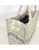 CHRISTIAN DIOR Medium Book Tote in Toile de Jouy – Ecru/Grey Embroidery (Year 2022)