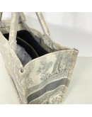 CHRISTIAN DIOR Medium Book Tote in Toile de Jouy – Ecru/Grey Embroidery (Year 2022)
