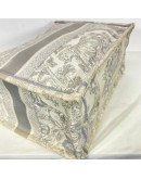 CHRISTIAN DIOR Medium Book Tote in Toile de Jouy – Ecru/Grey Embroidery (Year 2022)