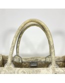 CHRISTIAN DIOR Medium Book Tote in Toile de Jouy – Ecru/Grey Embroidery (Year 2022)