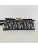 CHRISTIAN DIOR 30 Montaigne East West Bag with Chain in Blue Oblique Jacquard - Antique Gold Hardware (Year 2023)