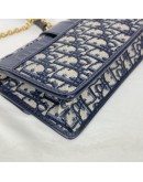 CHRISTIAN DIOR 30 Montaigne East West Bag with Chain in Blue Oblique Jacquard - Antique Gold Hardware (Year 2023)