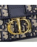 CHRISTIAN DIOR 30 Montaigne East West Bag with Chain in Blue Oblique Jacquard - Antique Gold Hardware (Year 2023)