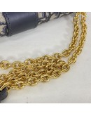 CHRISTIAN DIOR 30 Montaigne East West Bag with Chain in Blue Oblique Jacquard - Antique Gold Hardware (Year 2023)