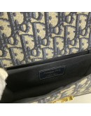 CHRISTIAN DIOR 30 Montaigne East West Bag with Chain in Blue Oblique Jacquard - Antique Gold Hardware (Year 2023)