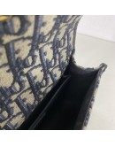 CHRISTIAN DIOR 30 Montaigne East West Bag with Chain in Blue Oblique Jacquard - Antique Gold Hardware (Year 2023)