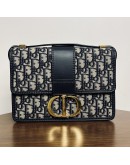 CHRISTIAN DIOR 30 Montaigne Bag in Blue Oblique Jacquard – Antique Gold Hardware (Year 2020)
