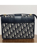CHRISTIAN DIOR 30 Montaigne Bag in Blue Oblique Jacquard – Antique Gold Hardware (Year 2020)
