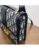 CHRISTIAN DIOR 30 Montaigne Bag in Blue Oblique Jacquard – Antique Gold Hardware (Year 2020)