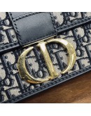 CHRISTIAN DIOR 30 Montaigne Bag in Blue Oblique Jacquard – Antique Gold Hardware (Year 2020)
