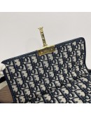 CHRISTIAN DIOR 30 Montaigne Bag in Blue Oblique Jacquard – Antique Gold Hardware (Year 2020)
