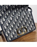 CHRISTIAN DIOR 30 Montaigne Bag in Blue Oblique Jacquard – Antique Gold Hardware (Year 2020)