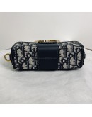 CHRISTIAN DIOR 30 Montaigne Box Bag in Blue Oblique Jacquard with Shoulder Strap – Antique Gold Hardware (Year 2020)