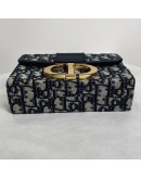 CHRISTIAN DIOR 30 Montaigne Box Bag in Blue Oblique Jacquard with Shoulder Strap – Antique Gold Hardware (Year 2020)