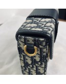 CHRISTIAN DIOR 30 Montaigne Box Bag in Blue Oblique Jacquard with Shoulder Strap – Antique Gold Hardware (Year 2020)