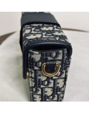 CHRISTIAN DIOR 30 Montaigne Box Bag in Blue Oblique Jacquard with Shoulder Strap – Antique Gold Hardware (Year 2020)