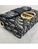 CHRISTIAN DIOR 30 Montaigne Box Bag in Blue Oblique Jacquard with Shoulder Strap – Antique Gold Hardware (Year 2020)