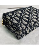 CHRISTIAN DIOR 30 Montaigne Box Bag in Blue Oblique Jacquard with Shoulder Strap – Antique Gold Hardware (Year 2020)