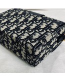 CHRISTIAN DIOR 30 Montaigne Box Bag in Blue Oblique Jacquard with Shoulder Strap – Antique Gold Hardware (Year 2020)