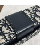 CHRISTIAN DIOR 30 Montaigne Box Bag in Blue Oblique Jacquard with Shoulder Strap – Antique Gold Hardware (Year 2020)